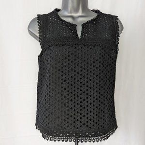 Banana Republic Black Lace Overlay Crochet Sleeveless Tank Top Size XXS …